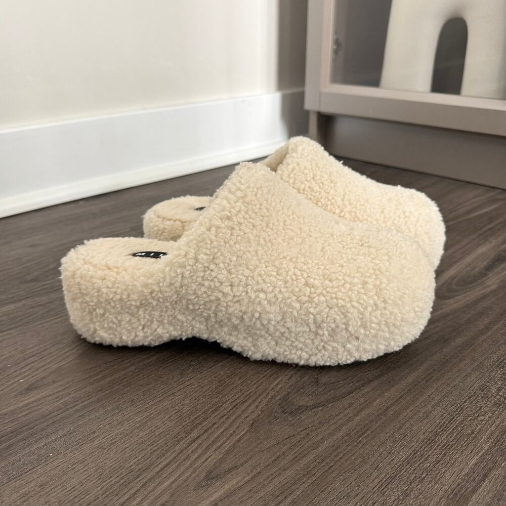 Simon Miller Ivory Sherpa Platform Bubble Slip-On Clogs 39 Slide Cream Mule Shoe